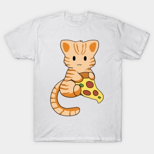 Orange Tabby Cat with Pizza T-Shirt